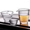 Copos de vinho estilo japonês artesanal martelado vidro pequeno copo de saquê cristal ponto dourado conjunto de chá