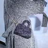 Oryginalny projektant uroczy błyszczące torby wieczorowe dla kobiet długi pasek mody kobiet worka na lunch retro kryształowy koralik tkany torebka kobieta 240402