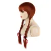 Peruker Långt dubbel flätad syntetisk maskin Wig Obre Red Black Heat Motestant Blue 2 Tone Color Cosplay Wigs For Black Women