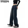 Jeans da donna WTEMPO Abbigliamento Streetwear Y2k Estate per le donne Pantalones De Mujer Pantaloni Denim Allentato Vita alta Gamba larga Lavaggio vintage