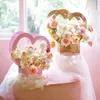 Gift Wrap AT14 10Pcs Heart Shape Portable Flower Box Bag Paper Packaging For Wedding Party Decor Florist Handy Case