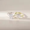 Trumium 3CT 925 anelli di fidanzamento in argento sterling taglio brillante solitario zircone cubico anelli di promessa di matrimonio per le donne 240402