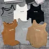 Mui Mui Singlet Woman Tank Top randig stickad väst för kvinnliga ärmlösa stickor T Shirts Croped Tees Street Style Vests Yoga 110