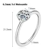 GRA Gecertificeerd 1CT D Kleur Ring Eenvoudige 925 Sterling Zilver Solitaire Diamond Wedding Band Verlovingsringen voor Vrouwen 240402