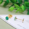 Boucles d'oreilles 1.0ctw 5.0 mm Cut Lab Lab Colombie Emerald Eaude Solide Solide Ralon 18K Gold Push Push Back Seding Retting