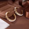 Серьги Классические роскошные серьги-кольца с гламурными буквами жемчужные серьги ювелирные изделия для женщин подарки на вечеринку бесплатная доставка