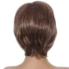 Wigs Mixed Brown Bob Synthetic Wig with Fluffy Side Bangs for Women Short Straight Wigs Heat Resistant Daily Wear Cosplay Wig
