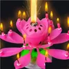 Candles Birthday Cake Music Rotating Lotus Flower Christmas Festival Decorative Wedding Party Decorat Drop Delivery Home Garden Decor Dhvnu