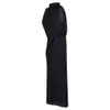 The row 2024 New Spring/Summer Womens Design Feel Slanted Sleeveless Half High Neck A-line Long Dress