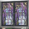 Window Stickers Retro Church Stained Film European Style Static Cling Privacy Glass Colorful Tropical Home Office Decor
