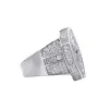 Anneaux Jewe S925 White Gold Tsquare CZ Iced Out Ring