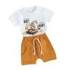 Conjuntos de roupas Criança Bebê Menino Escavadeira Outfit Um pouco de sujeira nunca machuca Construção T-shirt e Shorts Set Drop Delivery Kids Matern Otmi3