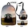 Backpack Cartoon Novelty Cool Tractor Pattern 3D Print 3pcs/Set Pupil School Bags Travel Laptop Chest Bag Pencil Case