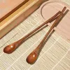 Spoons 2 PCS Round Handle Wooden Spoon Coffee Whisk Swizzle Stick Long Ice Cream