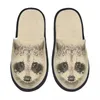 Chinelos vintage geométrico guaxinim interior peludo chinelo inverno casa sapatos plana fechado toe slides flip flops