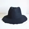 BERETS Longbaili Winter Trendy Black Women Wool Felt Fedora Hat PWSV034