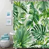 Cortinas de ducha Planta Verde Tropical Crutain Palm Banana Tree Hoja Hawaii Jungle Arte botánico Decoración de baño de verano