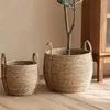 Vasos Seaweed Wicker Basket Rattan Pendurado Flowerpot Armazenamento de roupas sujas com alça