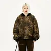 Jaquetas femininas escuras estéticas leopardo impressão algodão com capuz para mulheres meninas inverno primavera estilo gótico punk roupas zip up casacos