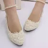 Pompe Caviglieri perle Scarpe da signore a ruota bassa bianca scarpe da sposa bianca Scarpe da sposa in pizzo da sposa Scarpe da sposa Design Fashion MADEMADEBH161