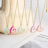 Pendant Necklaces Heart Drop Oil Colorful Hollow Necklace For Women Candy-Colored Love Stainless Steel Pendant Necklace Fashion Jewelry PartyGift 240330