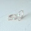 Boucles d'oreilles créoles en argent Sterling 925, opale de Zircon géométrique, petite fête d'anniversaire, bijoux minimalistes, accessoire mignon pour femmes, cadeau