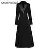 Women's Trench Coats ILYBOOJUN Fashion Designer Long Windbreaker Coat Sleeve Turn-down Collar Rivet Belt Double Breasted