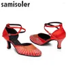 Chaussures de danse Samisoler Woman Salsa Dancing Colors Bright PU Women's Elegant Ballroom Ladies