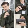 Money Clips CONTACT Mens Leather Wallet Long Clutch Leisure Handbag Card Holder Zipper Coin Clip Mens Wallet L240402