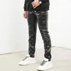 Pantalon masculin Pu Leather Style Night Club Dance Faux Slim Fit Skinny Motorcycle pantalon