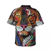 Men's Casual Shirts Craft Tiger Hawaii Shirt Mens Beach Abstract Animal Print Short-Sleeve Stylish Custom Trendy Oversize Blouses