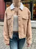 Women's Jackets American Vintage Corduroy Lambhair Woman Collared Pockets Single Breasted Winter Warm Fashion Coat Solid Outerwear