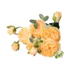 Decorative Flowers Rose Bouquet 5 Big Heads Party Artificial Flower 4 Small Bud Realistic Gift Romantic Anniversary Table Centerpieces