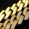 Collana cubana di ghiaccio con polo in oro, catena a maglie cubane ghiacciate da uomo Hip Hop Cadena da 13 mm