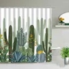 Cortinas de ducha Cactus Planta verde Flores Paisaje Decoración de baño Tela de poliéster impermeable Accesorios de baño