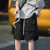 Men's Shorts Summer Cargo Casual Loose Pants Multiple Pockets Large Size Solid Color Drawstring Daily Short Outerwear