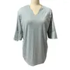 Camicette da donna leggero a maniche lunghe donne sciolte alla larga blusa t-shirt a V Plus size per una molla morbida