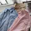 Kashile 2024 Frühjahr/Sommer Neues Produkt Koreanische Frauen Vertikale Streifen Lose Bequeme Casual Langarm Shirt Top