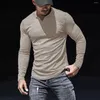 T-shirt da uomo Uomo Tessuto sottile Ventilare T-shirt a maniche lunghe Scollo a V Solido Casual Primavera Autunno T-shirt Magliette allentate Streetwear Tee