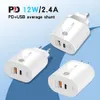 Nouveau Chargeur mobile PD12W 5V2. 4A type-c tête de charge PD adaptateur Standard britannique