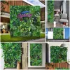 Couronnes de fleurs décoratives plante artificielle rotin faux panneau pelouse simulation 20x20 pouces feuille verte herbe maille grille décoration murale Out Dhkay