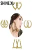 Big Bamboo Earrings Gold Tone Statement HipHop Trendy Star Heart Round Large Circle Hoop Earrings for Women7451614