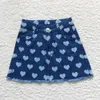 Wholesale Children Toddler Pocket Skirt Kids Jeans Elastic adjustable Love Baby Girl Summer Zipper Blue Heart Denim Clothing 240325