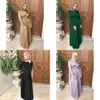 Abaya Dubai Türkei Seidige Satin Muslimischen Kleid Islam Abayas Frauen Vestidos Robe Longue Vetement Femme Musulman De Modus F2639 S s