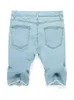 Calças de brim masculinas verão rasgado shorts masculino hip-hop denim calças elásticas luz azul design elegante ultra-fino em linha reta shorts masculinos hombrel2404