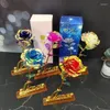 Flores decorativas para casa decoração de sala de estar colorido cristal folha de ouro simulado buquê de rosas