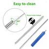 Drinking Straws Metal Straw Collapsible Reusable Portable Stainless Steel With Case And Brush For Travel Outdoor