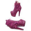 Chaussures de danse Leecabe léopard daim 17CM/7 pouces bottes à plateforme pour femmes fête talons hauts pôle
