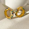 Boucles d'oreilles créoles en laiton, pierre naturelle, perles à la main, Turquoise, bijoux de fête pour femmes, style Boho, robe de spectacle en T, piste Rare, tendance coréenne et japonaise