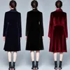 Women's Jackets 2024 Silk Velvet French Windbreaker Long Dress Coat Suede Waist Slim Fit Knee Length Robe